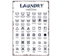 ZOVSON Letrero de metal vintage con símbolos de lavandería, letreros rústicos para decoración del hogar, 20 x 30 cm