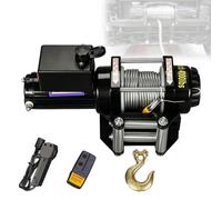 Zowdrix Cabrestante Eléctrico, Cabrestante Portátil De Rescate, Mando a Distancia Inalámbrico Y Controlador Manual, Cable De Acero, para El Remolque De Furgonetas Y Embarcaciones 24V-4000lbs