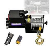 Zowdrix Cabrestante Eléctrico, Cabrestante Portátil De Rescate, Mando a Distancia Inalámbrico Y Controlador Manual, Cable De Acero, para El Remolque De Furgonetas Y Embarcaciones 12V-3000lbs