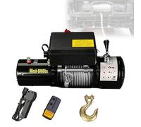 Zowdrix Cabrestante Eléctrico, Cabrestante Portátil De Rescate, Mando a Distancia Inalámbrico Y Controlador Manual, Cable De Acero, para El Remolque De Furgonetas Y Embarcaciones 12V-6000lbs