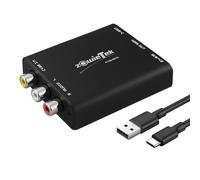 zowietek Convertidor AV/RCA/CVBS a HDMI, sin latencia para juegos, plug & play, resistente a goteo de aluminio, interruptor de 4:3/16:9, alimentación tipo C, compatible con Wii, N64, PS, Xbox, SNES