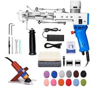 ZOWWFAST Juego de pistola de pelo con recortadora de alfombras, hilo y tela de tufing, juego de pistolas para tejer alfombras de alta velocidad, kit de máquina de mechones de bricolaje, color azul