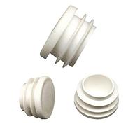 Zoyay Redonda Tapones Tubos/Plástico Cubierta Tubo Final/Insertos de Patas Mesa,Blanco Tapone Acanalada de Muebles Silla Patas Sutiliza para varios tubos de hierro de metal-16pcs_25 mm