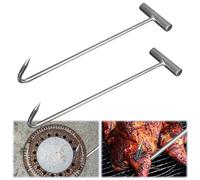 ZOYDP Gancho Para Tapa de Alcantarilla 2 Piezas, 30cm Gancho Tapa Alcantarilla, con Mango, Ganchos en Forma de T para Levantar Tapas de Alcantarilla y Colgar Carne