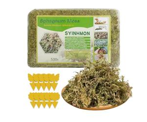 ZOYDP Musgo para Orquideas, 500g Musgo Sphagnum, Sphagnum Moss con 10 Trampa Moscas, Sustrato para Orquídeas, Enmienda de Suelo de Jardinería y Medios de Suelo para Plantas Carnívoras