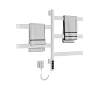 ZOYI Secador de toallas eléctrico para baño con rotación de 180°, calentador de toallas eléctrico, radiador eléctrico para baño, toallero eléctrico, 220V (Blanco, 5 polos)