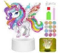 Zoyomax Luz nocturna de pintura de diamantes, regalos para niñas 5 6 7 8 9 10 años, lámpara creativa 3D de pintura de diamante unicornio, juguete de Navidad regalo para niños a partir de 6-12 años