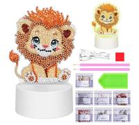 Zoyomax Luz Nocturna de Pintura de Diamantes, Regalos para Niñas 5 6 7 8 9 10 Años, Lámpara Creativa 3D de Pintura de Diamante León, Juguete de Navidad Regalo para Niños a Partir de 6-12 Años