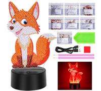 Zoyomax Regalos para niñas 5 6 7 8 9 10 años, 3D Diamond Painting Fox Niños Juguetes creativos Cumpleaños Pintura Diamante Luz nocturna para niños niñas a partir de 6-12 años