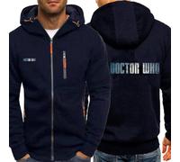 ZOYTPRZ Sudadera con Capucha para Hombre, Jersey con Cremallera Completa de Doctor Who, Sudaderas Lisas, Chaqueta Informal de Manga Larga de Invierno, Abrigos cálidos con Capucha y Bolsillos,Blue-L