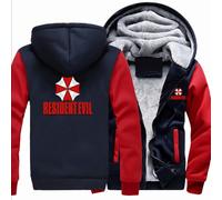 ZOYTPRZ Sudadera con Capucha y Cremallera para Hombre de Resident/Evil/Umbrella, Sudaderas con Capucha de Manga Larga, Abrigos cálidos para Exteriores Invierno, Chaquetas,Red Blue-XL