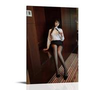 ZOZO HOUSE Girl in Sexy Black Stockings Lying on The Cabinet - Impresión de imagen de 08 x 12 pulgadas (20 x 30 cm)