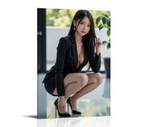 ZOZO HOUSE Modelo Girl Squatting on The Ground Putting on Shoes Impresión de imagen 08 x 12 pulgadas (20 x 30 cm)