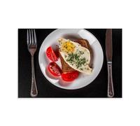 ZOZO HOUSE Pan, Huevos Revueltos Y Tomates En Un Plato Impresión Imagen 16x24inch(40x60cm)