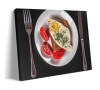 ZOZO HOUSE Pan, Huevos Revueltos Y Tomates En Un Plato Lienzo 24x36inch(60x90cm)