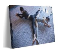 ZOZO HOUSE Two Girls Practicing Yoga on The Carpet Canvas 08x12inch (20x30cm)