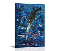 ZOZO HOUSE Various Fish in The Ocean - Arte mural (40 x 60 cm)