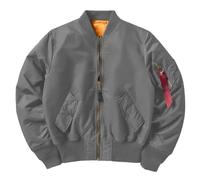 Zozogag Chaqueta para hombre, uniforme militar, unisex, abrigo hiphop, chaqueta bomber para hombre, gris, M