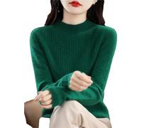 Zozogag Suéter De Lana 100% para Mujer, Jersey De Punto Sin Costuras con Cuello Medio Alto De Cachemira Y Patrón Hueco EN8 XL(62.5-67.5kg)