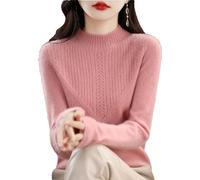 Zozogag Suéter De Lana 100% para Mujer, Jersey De Punto Sin Costuras con Cuello Medio Alto De Cachemira Y Patrón Hueco pnnrk XXL(67.5-77.5kg)