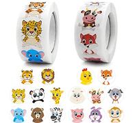 ZoZoMaiy 1000 Piezas Animal Reward Pegatinas Para Niños 2.5cm Pegatinas Stickers Redondas De Recompensa De Animales 2 Rollos Rollo Pegatinas Infantiles Recompensa Para Scrapbooking Decoración