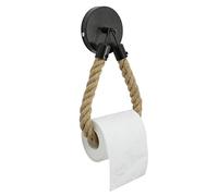 ZoZoMaiy Portarrollos de papel higiénico de cuerda vintage montado en la pared, soporte para rollo de papel higiénico, cuerda de cáñamo, toallero con gancho de metal para decoración de baño