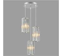 ZPBSJ Lámpara de araña de cristal cromada, lámpara de comedor colgante, para mesita de noche, con altura ajustable flexible, ideal para comedor, salón e islas de cocina (3 luces)