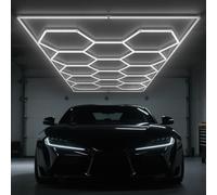 zpehyrin Luces De Garaje Led Hexagon - 14 Cuadrículas 6500k, Lámparas Hexagonales Vinculables De Alto Brillo Impermeables, Iluminación De Techo para Taller, Estudio, Gimnasio