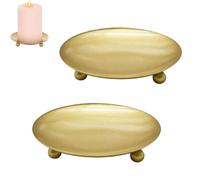 Zpeiran Portavelas de Metal 9 cm,2 Piezas Dorados Candelero Retro Soporte,Porta Velas Decorativas,para Navidad, Boda,Oración,Fiesta en Casa,y Cena Platos para Velas