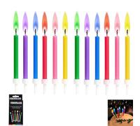 Zpeiran Vela de Cumpleaños,12 Piezas Velas Cumpleaños con Llamas de Colores,Velas de Pastel,Incluye Bases,para Decoración de Torta de Fiesta de Cumpleaños Boda (Multicolor)