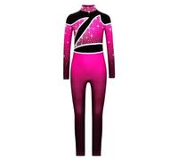 ZPFDSG Maillot Gimnasia Ritmica Girls Long Sleeve Rhythmic Gymnastics Jumpsuit Ballerina Ballet Dance Leoatrds Ice Roller Skating Bodysuit Children's Dancewear(Hot Pink,6)