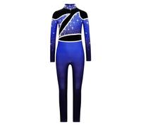 ZPFDSG Maillot Gimnasia Ritmica Girls Long Sleeve Rhythmic Gymnastics Jumpsuit Ballerina Ballet Dance Leoatrds Ice Roller Skating Bodysuit Children's Dancewear(Blue,8)