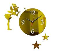ZPFDSG Reloj de Pared DIY Reloj Creativo con diseño de Estrellas y ángeles, Bonito Reloj Pared Espejo acrílico 3D, Pegatinas Moderno for decoración Sala Estar niña(Gold)