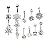 ZPGVWXKO 8 Piezas Anillo para Ombligo Acrílico Navel Belly Button Barra para Ombligo Piercing Joyas Material Suave Antialérgico Adecuado para Deportes