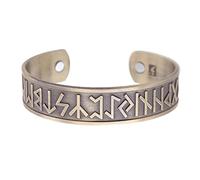 ZPGVWXKO Brazalete Ancho Abierto en Acero Inoxidable con Runas Vikingas Nórdicas, Dorado