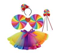 ZPGVWXKO Conjunto de Falda de Ballet Colorida, Accesorio de Regalo, Disfraz Infantil, Conjuntos de Red para Vacaciones, 4 Piezas