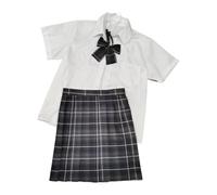 ZPGVWXKO Conjunto de Falda Uniforme, Falda Plisada Japonesa, Traje con Pajarita, Camisa de Manga Corta, Disfraz de Cosplay de Anime, Material de Poliéster, Ade, M