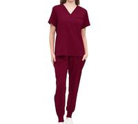 ZPGVWXKO Conjunto de Uniforme Femenino, Trajes de Trabajo de Enfermería, Pantalones de Enfermera, Escote en V, Uniforme de Enfermería, Ropa de Trabajo, Rojo