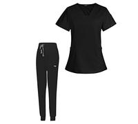 ZPGVWXKO Conjunto de Uniforme Médico para Mujer, Cómodo Escote en Múltiples Bolsillos, Lavable a Máquina. Blusa de Manga Corta Y Pantalón para Enfermera,