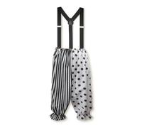 ZPGVWXKO Disfraz de para Actuación Pantalones de Pierrot Bicolor Rayas Laterales y Lunares Peto con Tirantes Flexibles Suelto Adecuado para Carnaval Teatrales, L