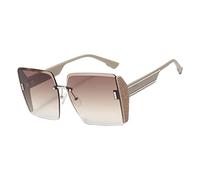 ZPGVWXKO Gafas de Sol para Mujer, Gafas de Sol Cuadradas, Modernas con Cristales Tintados, Gafas Sin Montura, Montura Ligera, Gafas de Sol Extragrandes, Marco marrón