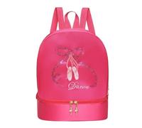ZPGVWXKO Mochila Ballet Infantil con Compartimiento Útil para Calzado y Motivo de Princesa Diseñada Oxford Antiarañazos Adecuada para Clases de Ballet Gimnasia, Rojo Rosado, Zapatos Bordados