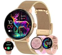 ZPIMY 1,19" AMOLED Reloj Inteligente Mujer con Llamada y Whatsapp, 5ATM Impermeable Reloj Smartwatch 123 Deportivo Hombre con Monitor Sueño, Pulsómetro Android iOS (Oro Rosa)