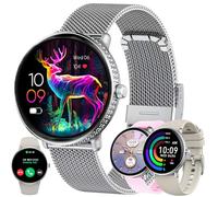 ZPIMY 1,19" AMOLED Reloj Inteligente Mujer con Llamada y Whatsapp, 5ATM Impermeable Reloj Smartwatch 123 Deportivo Hombre con Monitor Sueño, Pulsómetro Android iOS (Plateado)