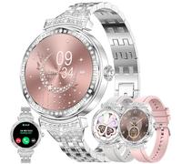 ZPIMY 1,32" AMOLED Reloj Inteligente Mujer con Llamada y Whatsapp, Diamantes, Linterna, 5ATM Impermeable Smartwatch 123 Deportivo Hombre con Monitor Sueño, Oxígeno, Pulsómetro Android iOS (Plateado)