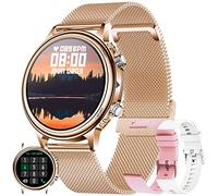 ZPIMY Reloj Inteligente Mujer con Llamada y Whatsapp, 5ATM Impermeable Smartwatch, 1,32" AMOLED Reloj Deportivo Mujer con Monitor Sueño, Oxígeno Sanguíneo, Podómetro, Pulsómetro Android iOS (Oro)