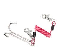 ZPLKKYGR Gancho de acero inoxidable 316 para corriente de buceo, gancho de deriva doble de arrecife con cordón de bobina en espiral (rosa)