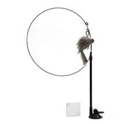 ZPLKKYGR Interactive Cat Toy, For Cats Feather Wand, Handheld Teaser Stick con Taza de succión, Plumas esponjosas Colgantes, Varilla de Juego Duradera, Ejercicio de Entretenimiento (Ardilla Gris)