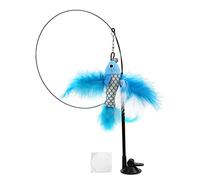 ZPLKKYGR Interactive Cat Toy, For Cats Feather Wand, Handheld Teaser Stick con Taza de succión, Plumas esponjosas Colgantes, Varilla de Juego Duradera, Ejercicio de Entretenimiento (Pescado Volador
