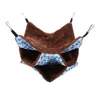 ZPlkkygr para mascotas pequeñas, hamaca caliente de tres capas, saco de dormir colgante para hámster, flor de azúcar, ardillas, acogedor diseño de varios niveles, material de felpa suave, seguro (azul
